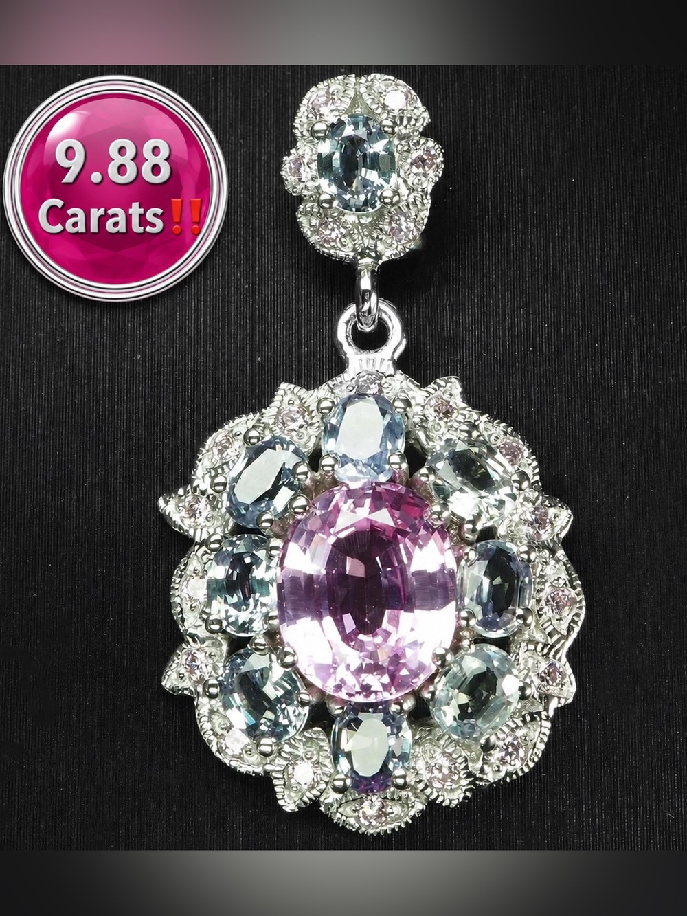 Barbie Sapphire color change Sapphires 14k gold on silver pendant necklace 9ct